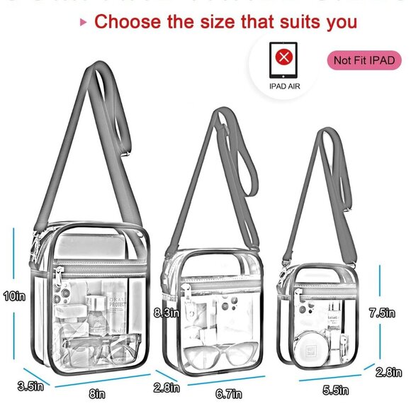 Clear Purse Stadium Approved CrossBody Bag for Men and Women - Picture 2 of 7